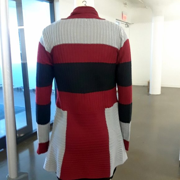 Beautiful Ladies Open Front Patchwork Sweater Cardigan - Picture 3 of 6